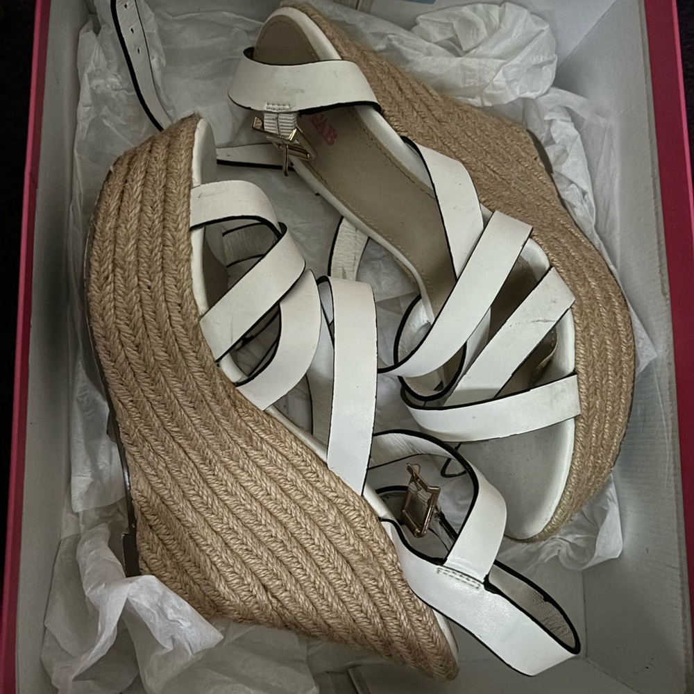Just Fab white wedges women’s 9